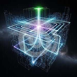 Abstract Digital Data Network Cube