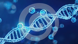 Abstract 3D Rendering of DNA Helix with Glowing Spheres