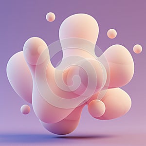 Abstract 3D rendering featuring soft, pastel pink blobs with a smooth texture. The