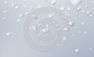 Abstract 3D Rendering of Flying Polygonal Spheres