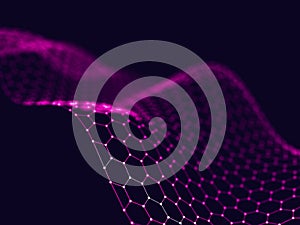 Abstract 3d rendering futuristic dots and lines. computer geometric digital connection structure. Plexus with particles