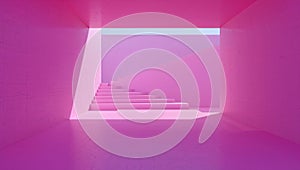 Minimal Pink Neon Room with Geometric Lighting