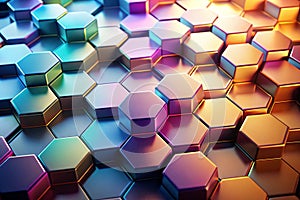 Abstract Hexagons Background 3D Rendering photo