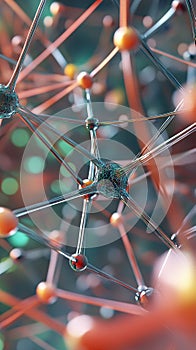 Abstract 3D Rendering of Interconnected Molecules