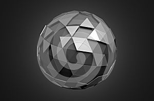 Abstract 3d rendering of low poly black sphere