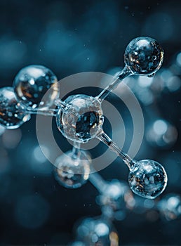 Abstract Metallic Molecular Structure, 3D Render, Teal Background