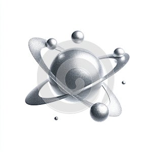 Abstract Silver Atom Model 3D Render