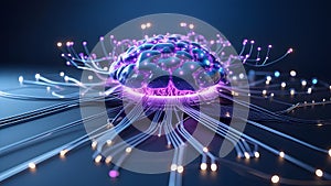 An abstract 3D representation of neural networks and artificial intelligence