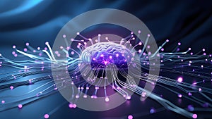 An abstract 3D representation of neural networks and artificial intelligence