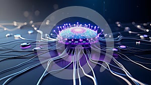 An abstract 3D representation of neural networks and artificial intelligence