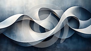 Abstract 3d ribbon shapes on gradient background, contemporary art concept