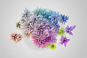 Abstract 3d shape in many colors that resembles flower photo