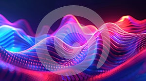 Abstract 3D Sound Waves in Vibrant Neon Colors photo