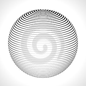 Abstract 3D Sphere with Stripes, lines. Vector illustration. photo