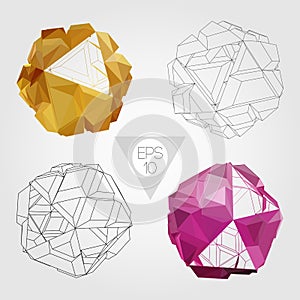 Abstract 3D sphere. Vector set.