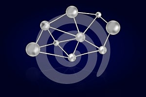 Abstract 3D steel or iron circles connected with metallic lines