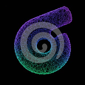 Abstract 3D structure composed of interconnected lines and nodes, forming a partial