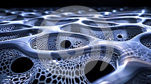 Abstract 3D Structure: Futuristic Technology, Nanotechnology Design, Blue Background