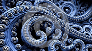 Abstract 3D Swirling Blue and Silver Organic Forms