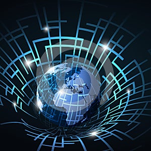 Abstraktní  trojrozměrný celosvětová počítačová síť sítě 