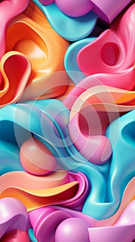 Abstract 3D texture background, seamless pattern, waves and bubbles