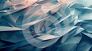 Abstract 3D texture of overlapping geometric shapes, sharp edges, and soft gradients