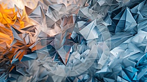Abstract 3D texture of overlapping geometric shapes, sharp edges, and soft gradients
