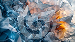 Abstract 3D texture of overlapping geometric shapes, sharp edges, and soft gradients