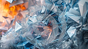 Abstract 3D texture of overlapping geometric shapes, sharp edges, and soft gradients