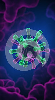 Abstract 3D Virus Rendering with Glowing Neon Colors