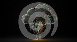 Digital cloud raining colorful data symbols