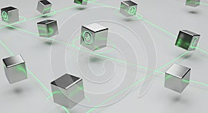 Decentralized network of floating metal blocks