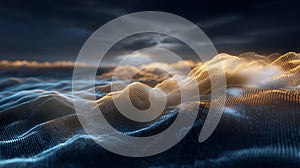 Abstract 3D visualization of cloud computing and digital data flow concept. Abstract visualization of cloud computing