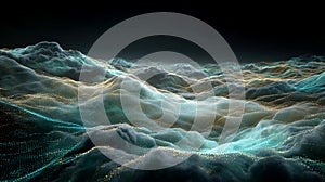 Abstract 3D visualization of cloud computing and digital data flow concept. Abstract visualization of cloud computing