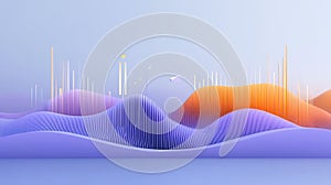 Abstract 3D Waveform Landscape Data Visualization Good Resolution Stock Photo