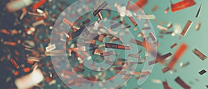 Abstract 3D word clouds illustrating data visualization and text analysis concepts