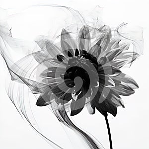 abstract dahlia, black and white illustration. Generative AI