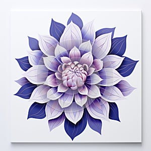 Abstract Dahlia Flower Design Canvas Wall Art With Light Navy And Violet Tones