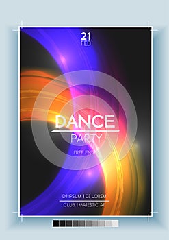 Abstract Dance Party Night Poster, Flyer Template - Vector Illus