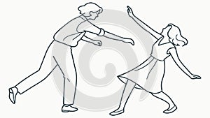 Abstract Dancing Figures Outline, Dynamic Movement, vector design Generative AI
