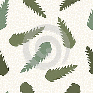 Abstract dandelion leaves seamless vector pattern background.Stylized mix of herbacious sage green garden wildflower