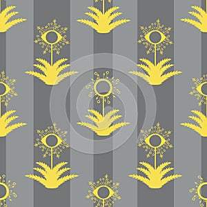Abstract dandelion seeds striped seamless vector pattern background.Stylized folk art mix of herbacious flowers and