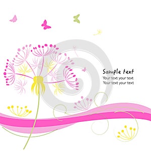 Abstract dandelion valentine day greeting card vector