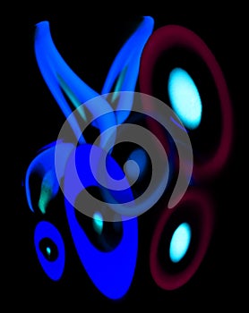 Abstract dark background. Blue and red forms