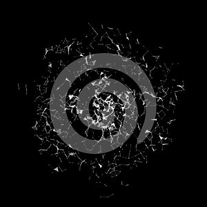 Abstract dark background. Explosion dots and lines. Vector illustration. Plexus effect