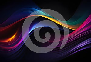 abstract dark background with flowing colouful waves