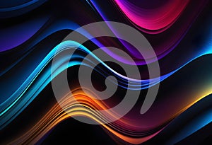 abstract dark background with flowing colouful waves