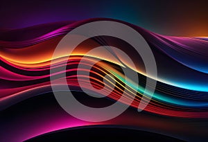 abstract dark background with flowing colouful waves