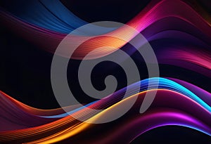abstract dark background with flowing colouful waves photo