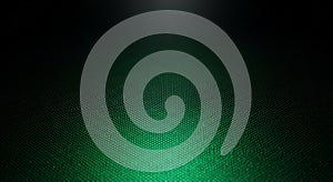 Abstract Dark Background with a Glowing Green Hexagonal Grid Pattern and Subtle Texture black